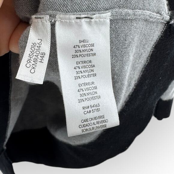 Calvin Klein Soft Gray Lightweight Hooded Sweater Black Trim Pullover Women’s M - Picture 6 of 7